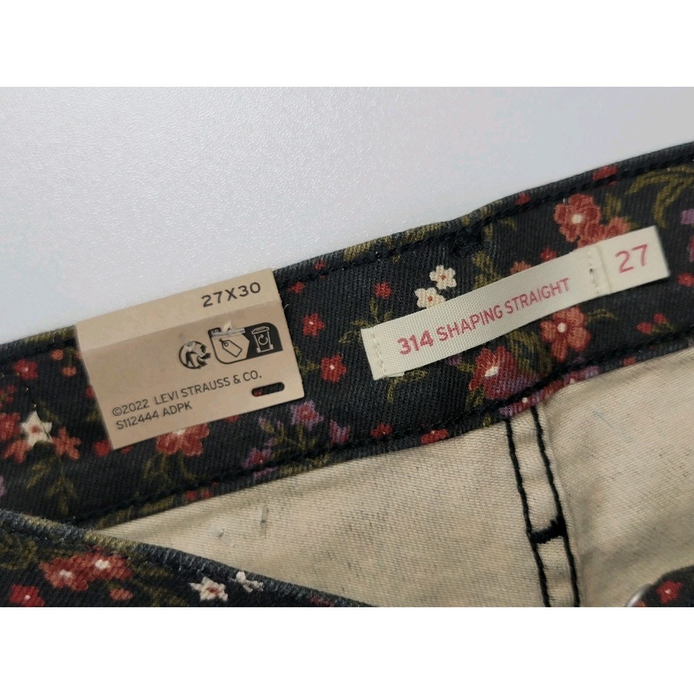Levi's 314 Shaping Straight Floral Jeans Women's 27x30 Mid Rise HyperSoft New - Picture 3 of 10